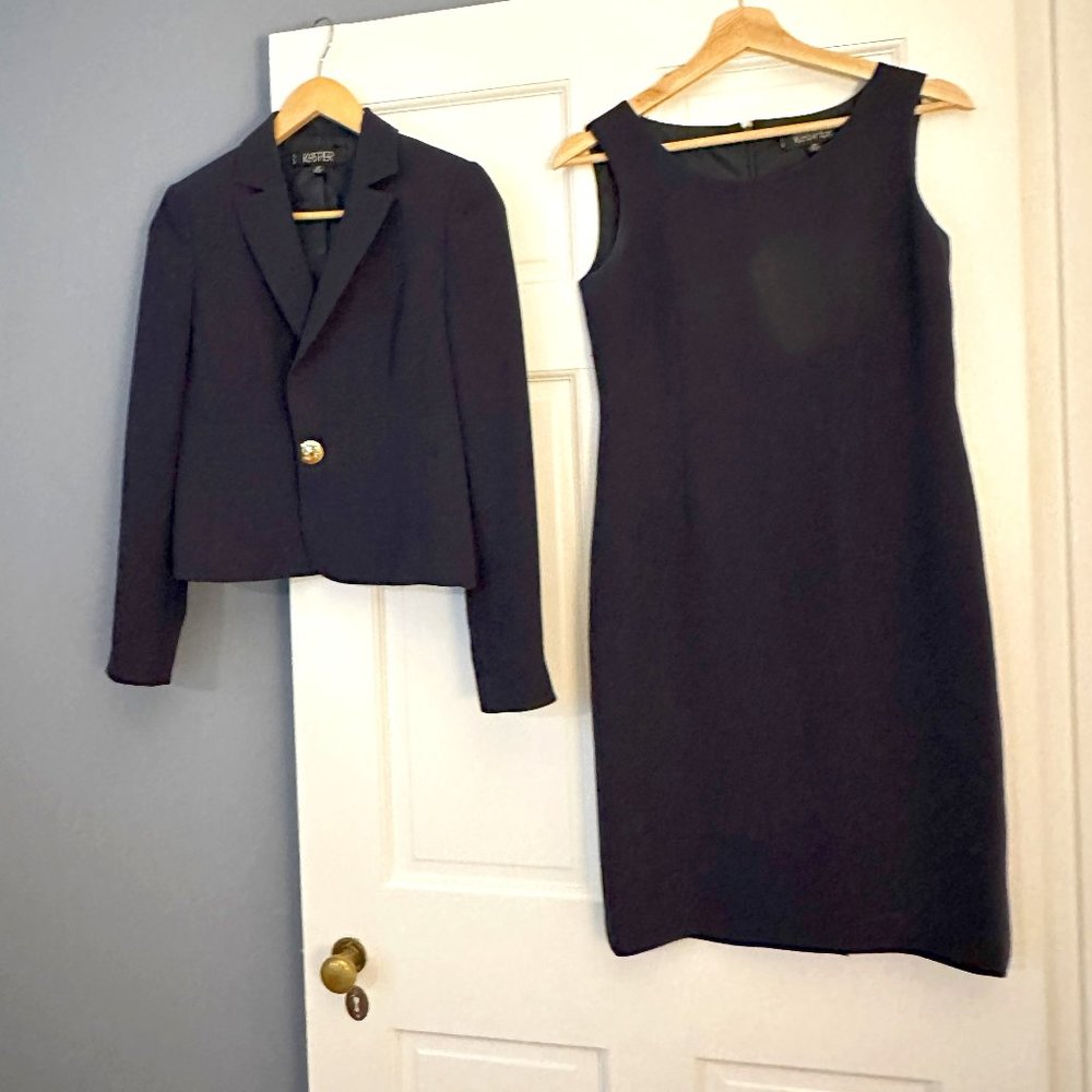 Kasper Black Women's 2 Piece Sleeveless Dress W/ Jacket Size 4